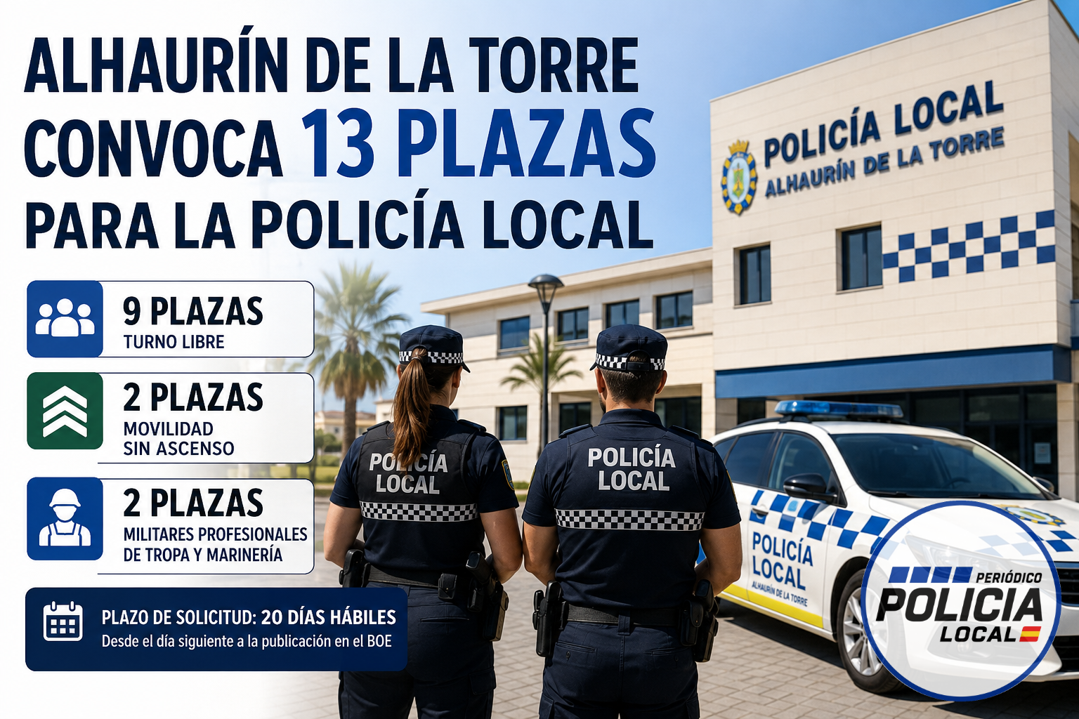 Alhaurín de la Torre convoca 13 plazas para reforzar su Policía Local