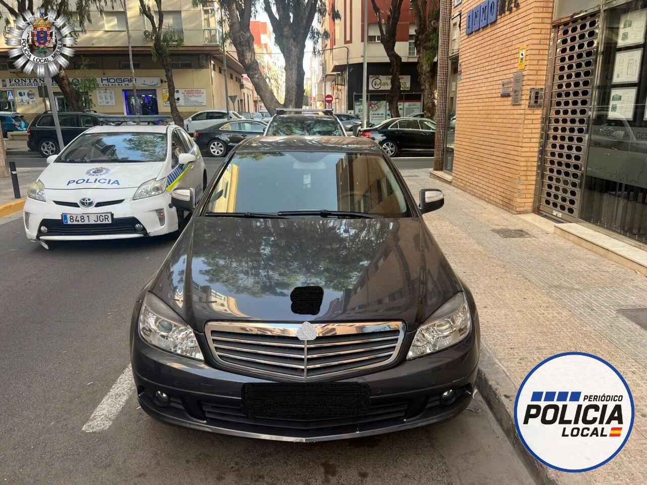 La Policía Local de Melilla inmoviliza un vehículo con matrículas falsificadas que circulaba de baja administrativa