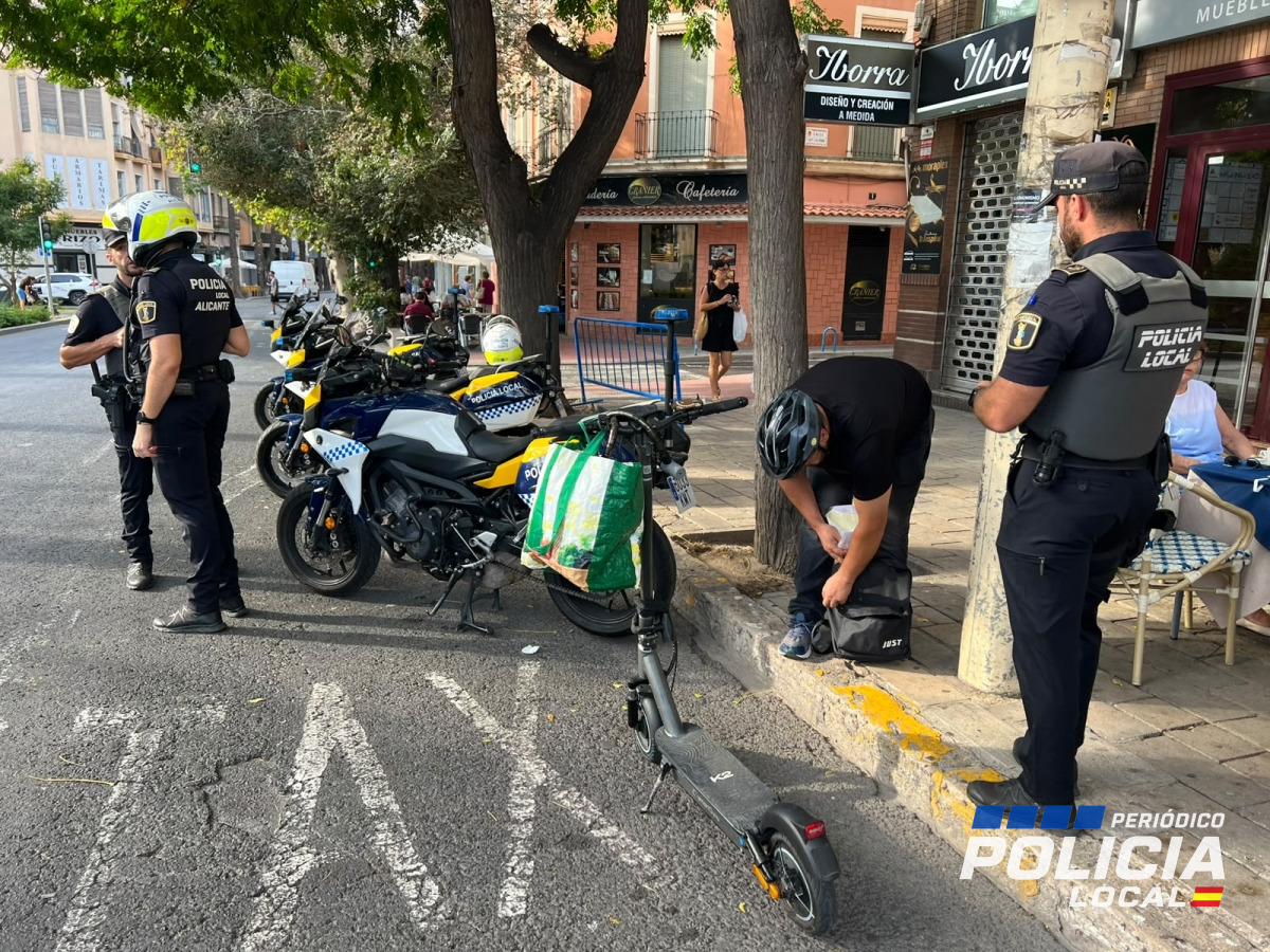 La Policía Local refuerza los controles de patinetes en Alicante con las nuevas normas de la DGT