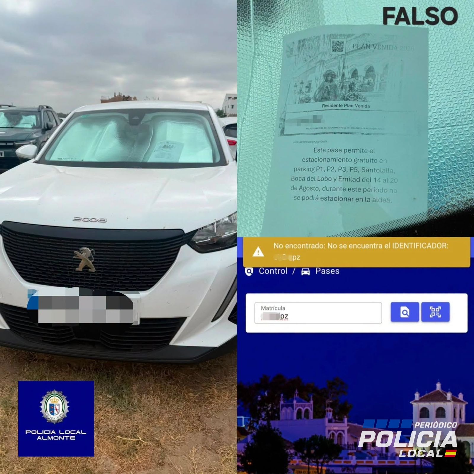La Policía Local de Almonte detecta pases de aparcamiento presuntamente falsificados utilizados en El Rocío