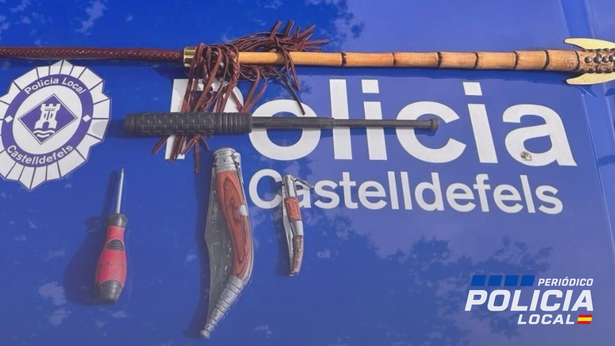 Una lanza y otras armas blancas en un control rutinario de la policía local de Castelldefels