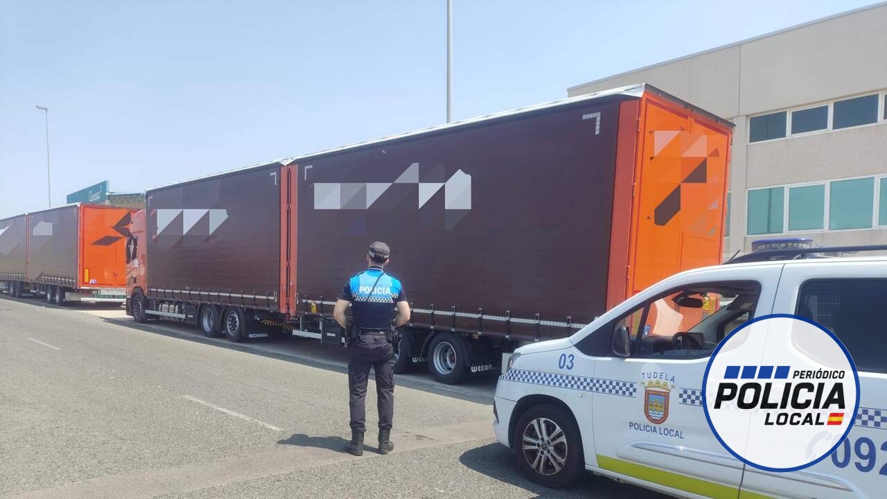 La Policía Local de Tudela inmoviliza cuatro trenes de carretera con documentación irregular y multas por 3.800 euros